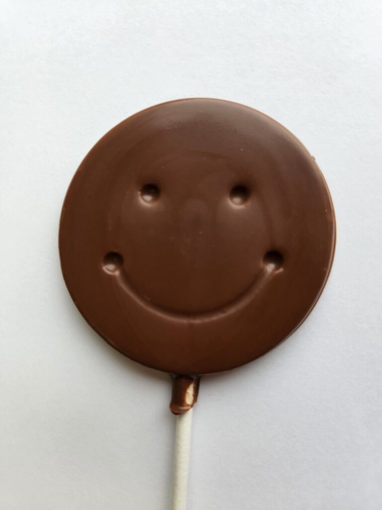 A solid chocolate smiley face