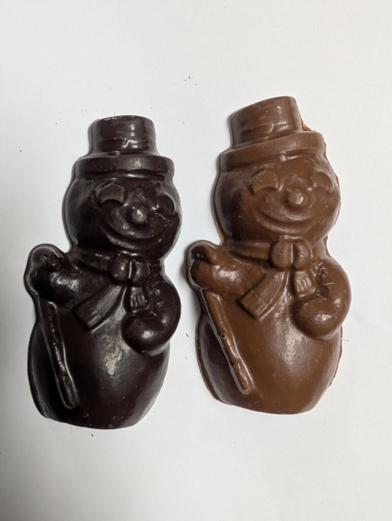 two jolly chocolate snowmen
