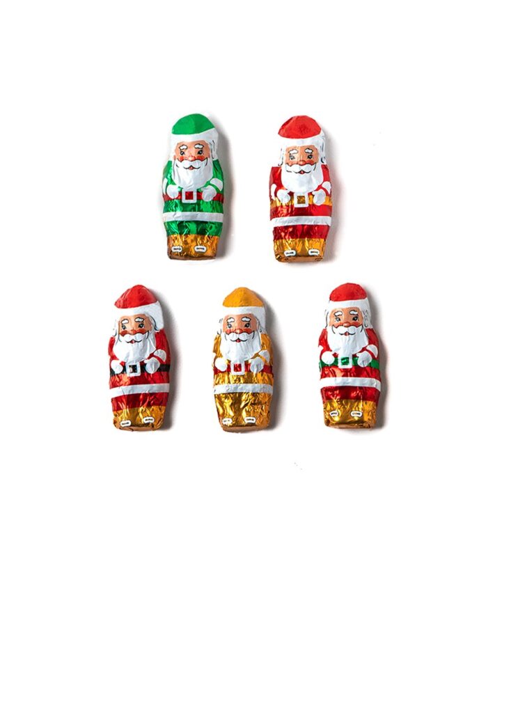 foil wrapped milk chocolate santas