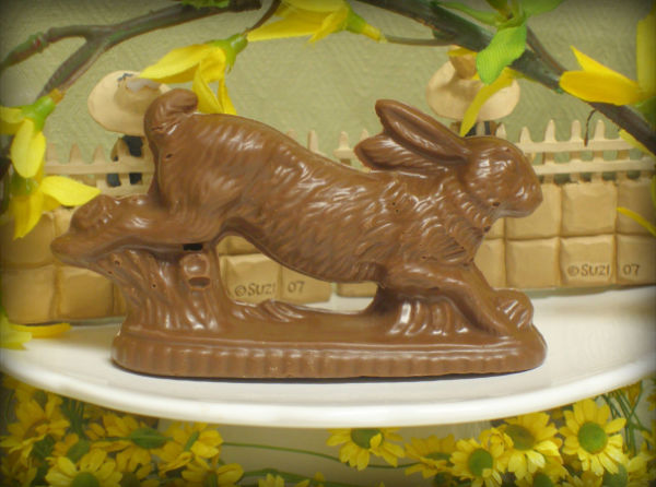 A 3d solid chocolate running rabbit